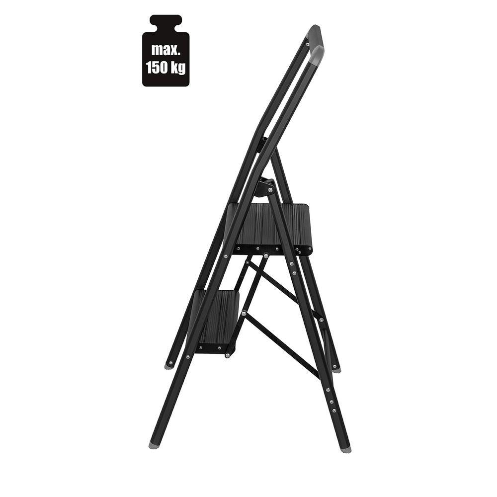 Alu Design 2 Step Compact Step Ladder Black - LAUNDRY - Ladders - Soko and Co