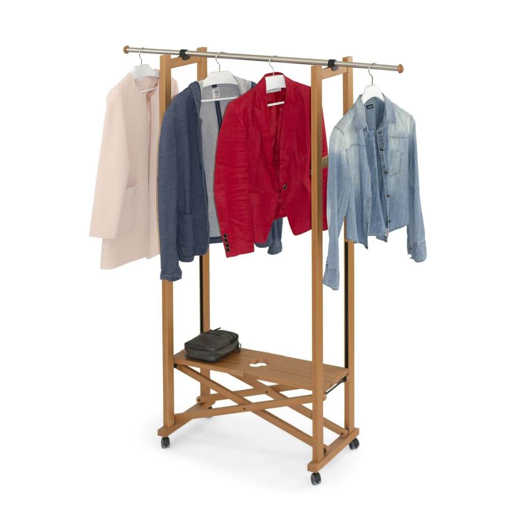 Elios Expandable Garment Rack Cherry Wood - WARDROBE - Garment Racks - Soko and Co