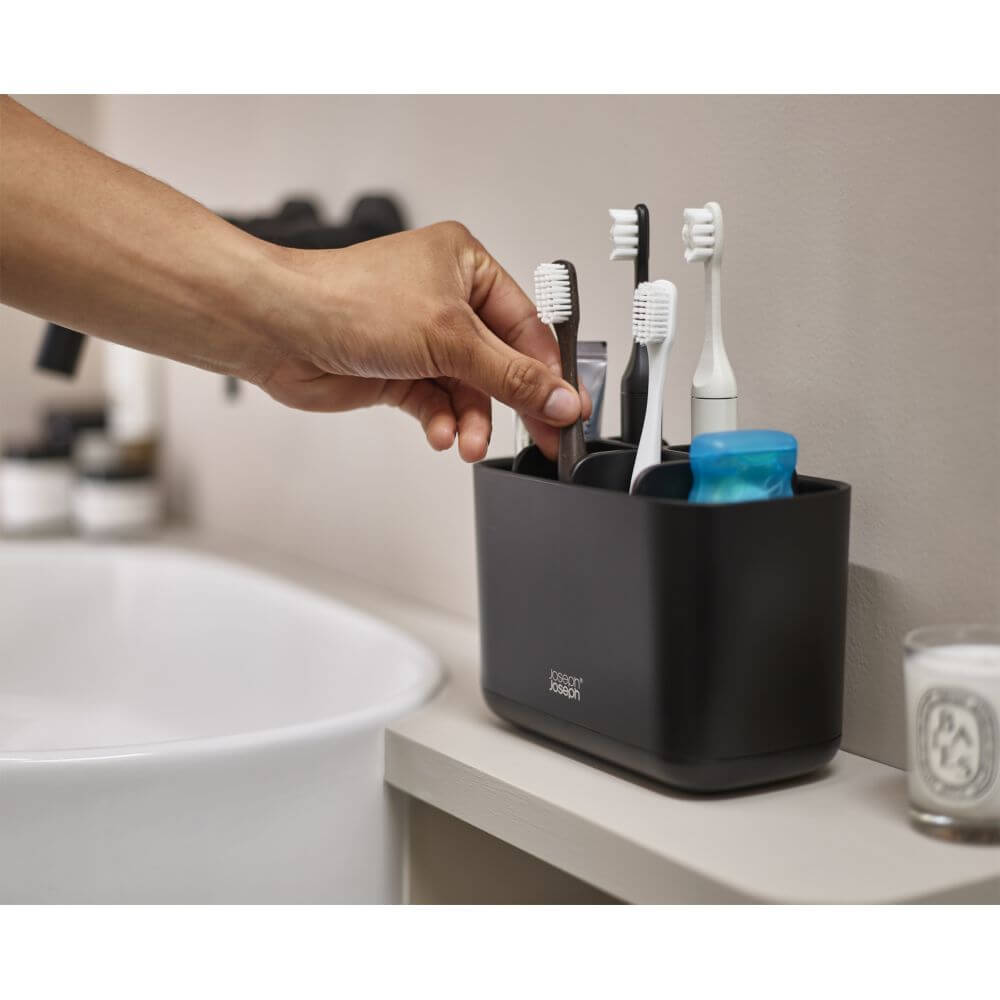 Joseph Joseph EasyStore Toothbrush Caddy Large Matte Black - BATHROOM - Toothbrush Holders - Soko and Co