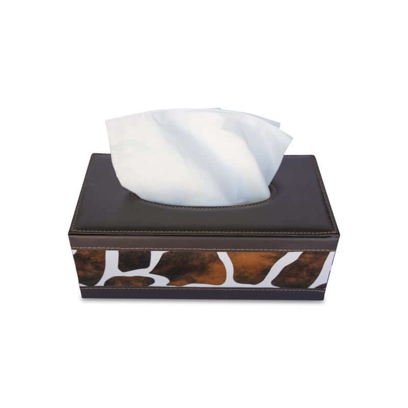 Leather Tissue Box Cowprint - HOME STORAGE - Tissue Boxes - Soko and Co