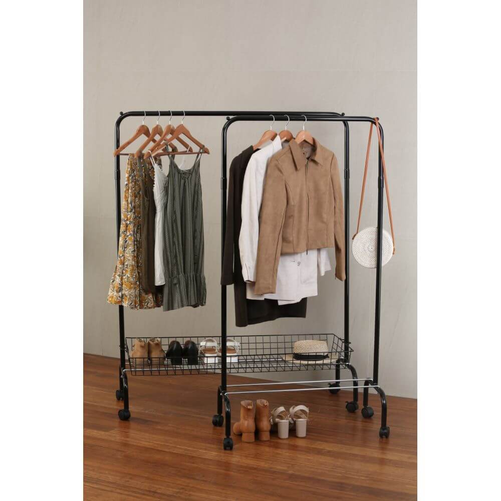 Mini Heavy Duty Clothes Rack Black - WARDROBE - Garment Racks - Soko and Co