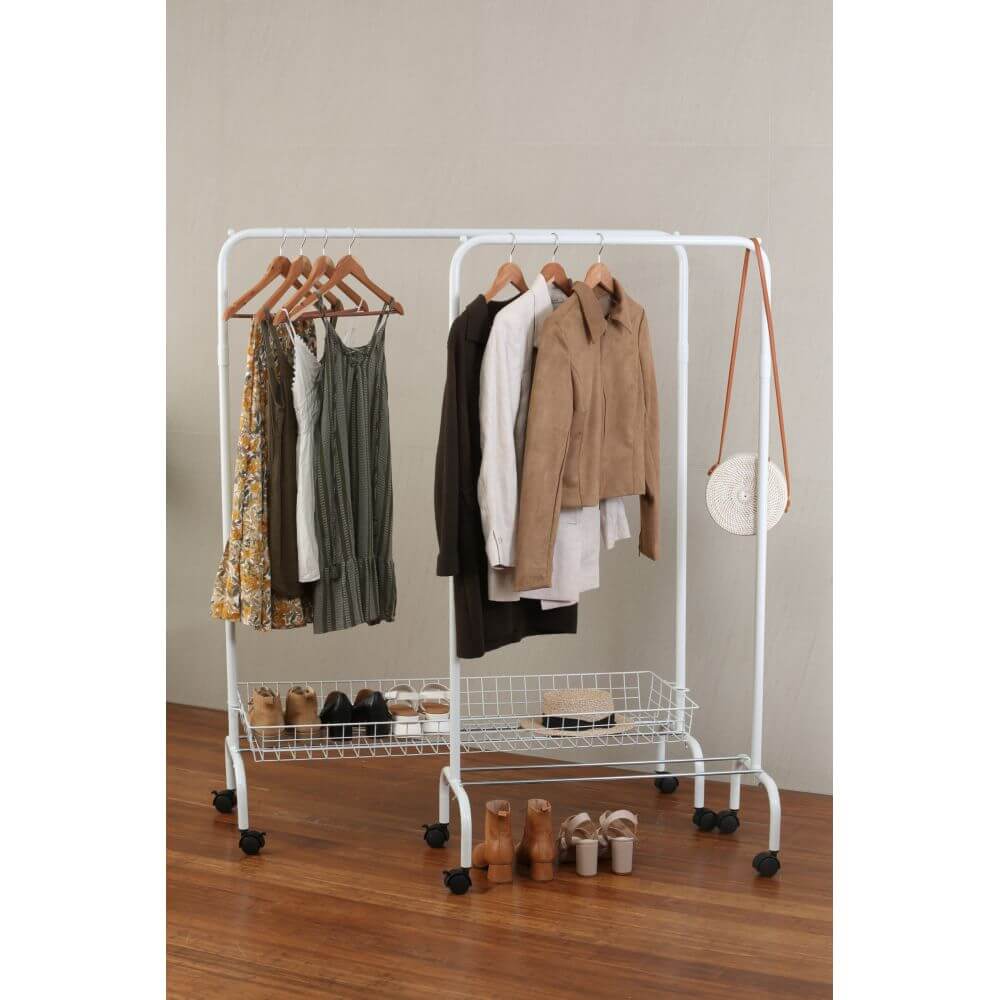 Mini Heavy Duty Clothes Rack White - WARDROBE - Garment Racks - Soko and Co