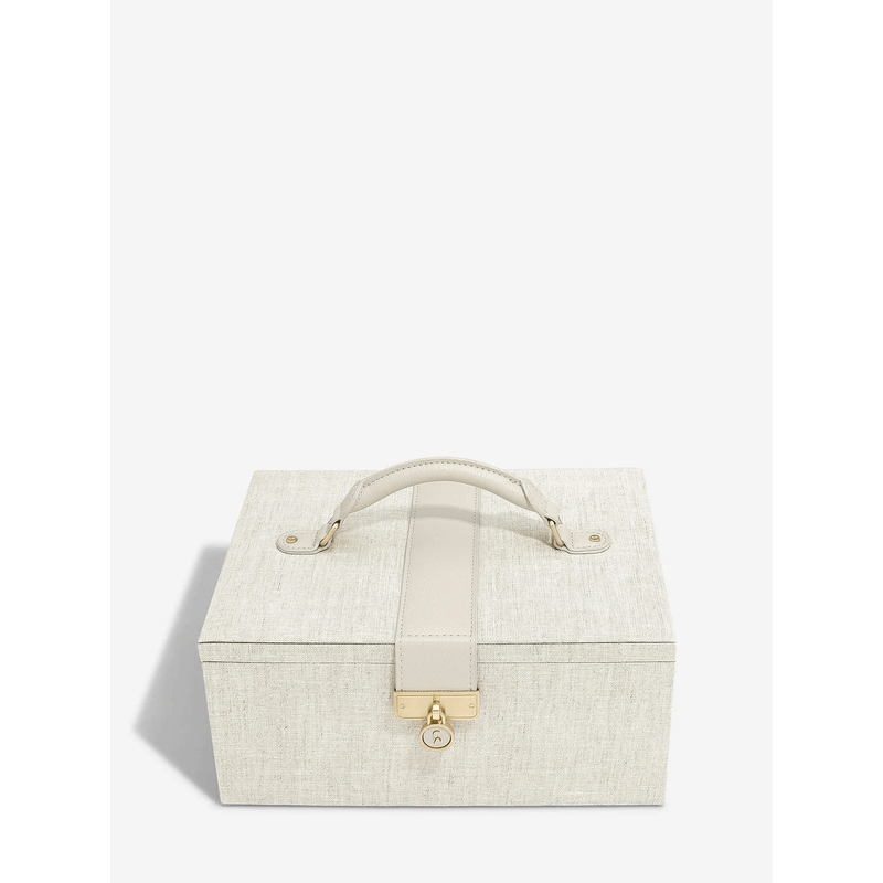 Oatmeal Linen Classic Two Tone Jewellery Box - WARDROBE - Jewellery Storage - Soko and Co