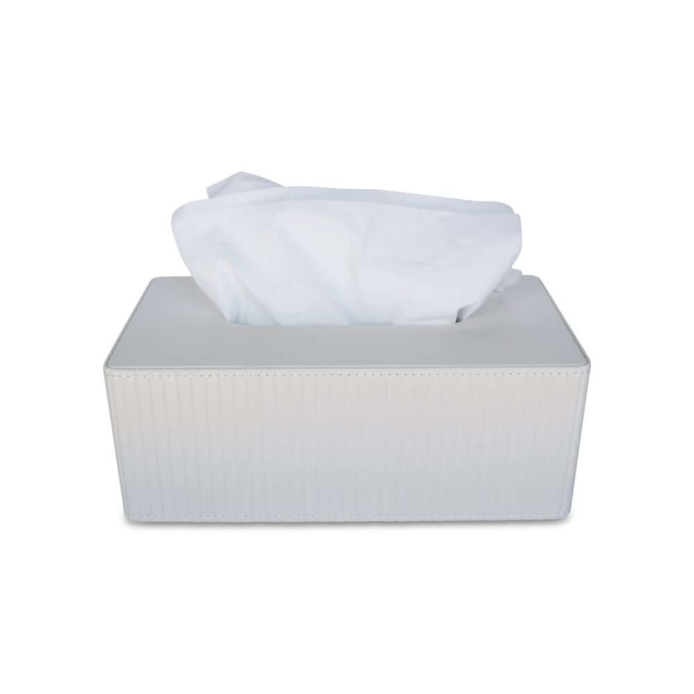 Rome Leather Tissue Box White - HOME STORAGE - Tissue Boxes - Soko and Co