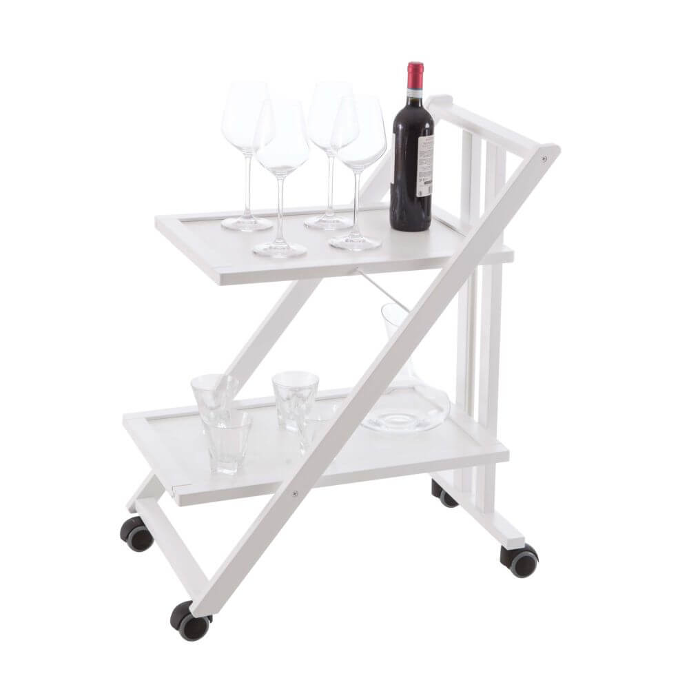 Simpaty Collapsible Serving Trolley White - HOME STORAGE - Storage Trolleys - Soko and Co