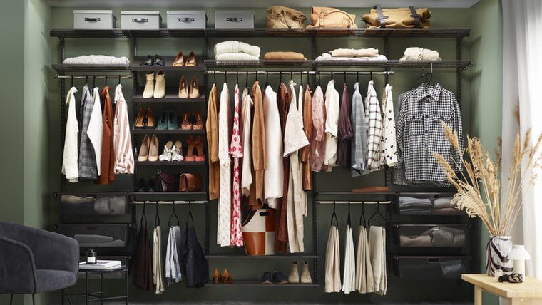 Elfa Wardrobe Storage in platinum