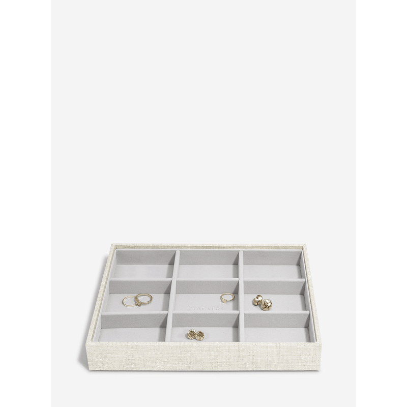 Stackers Classic 9 Section Earring Layer Oatmeal Linen - WARDROBE - Jewellery Storage - Soko and Co