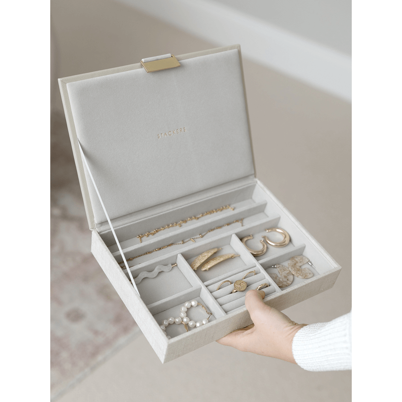 Stackers Classic Lidded Layer Oatmeal Linen - WARDROBE - Jewellery Storage - Soko and Co