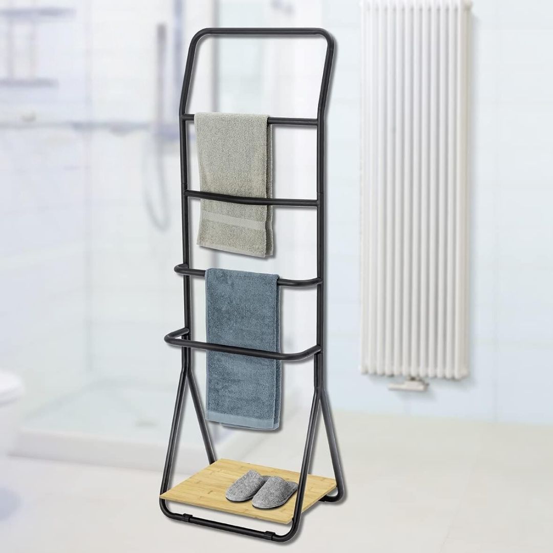 Verona 5 Rail Freestanding Towel Rack Matte Black - BATHROOM - Towel Racks - Soko and Co