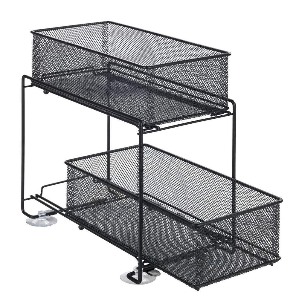 2 Tier Mesh Pull Out Pantry Drawer Black - KITCHEN - Shelves and Racks - Soko and Co