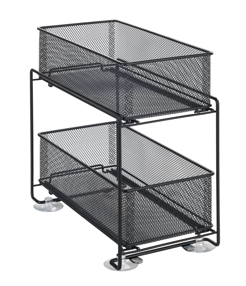 2 Tier Mesh Pull Out Pantry Drawer Black - KITCHEN - Shelves and Racks - Soko and Co