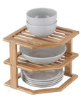 2 Tier Square Bamboo Plate Stacker & Pantry Shelf - KITCHEN - Shelves and Racks - Soko and Co