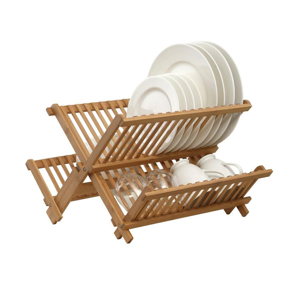 2 Tier X Frame Bamboo Dish Rack - KITCHEN - Dish Racks and Mats - Soko and Co