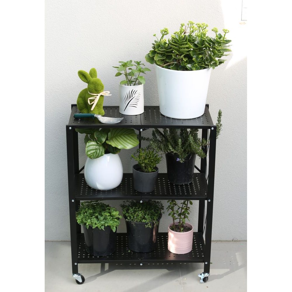 3 Tier Collapsible Shelving Unit Black Metal - HOME STORAGE - Shelves and Cabinets - Soko and Co