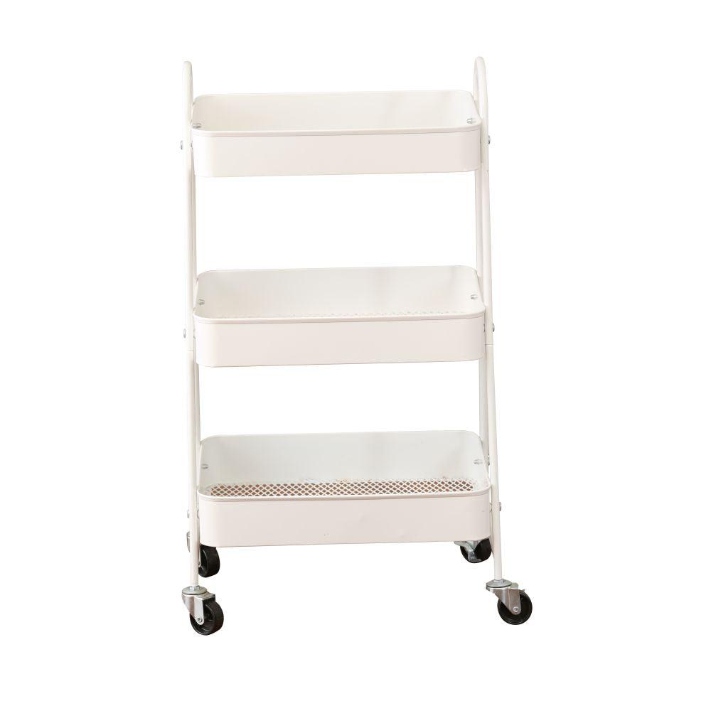 3 Tier Heavy Duty Metal Storage Trolley Matte White - HOME STORAGE - Storage Trolleys - Soko and Co