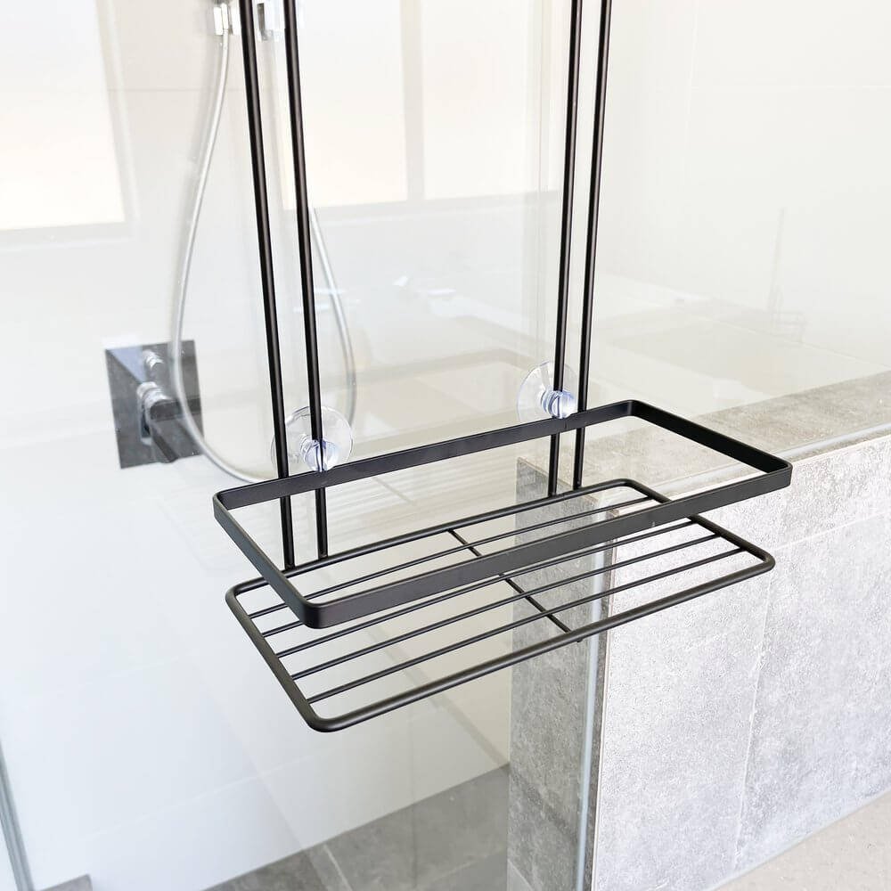 3 Tier Zinc Plated Over Door Shower Caddy Matte Black - BATHROOM - Shower Caddies - Soko and Co