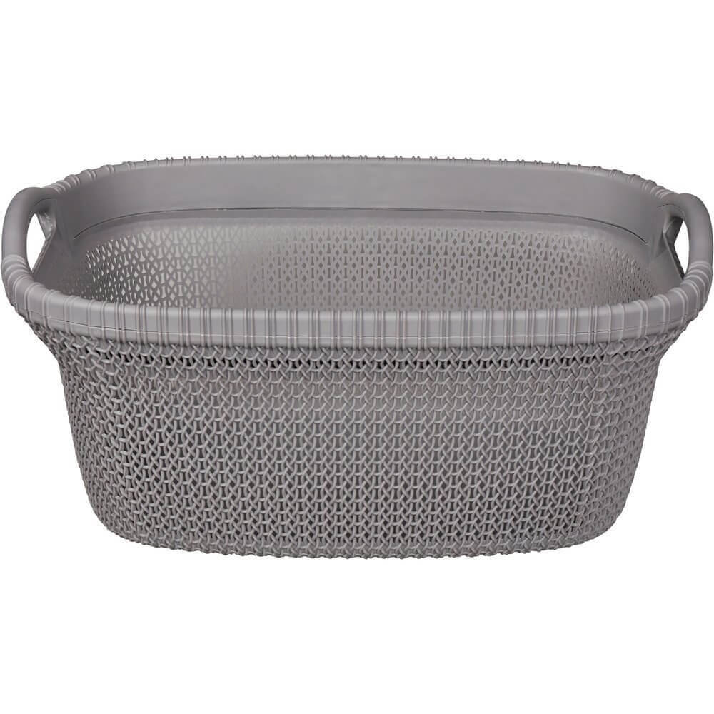 37L Knitted Laundry Basket Grey - LAUNDRY - Baskets and Trolleys - Soko and Co