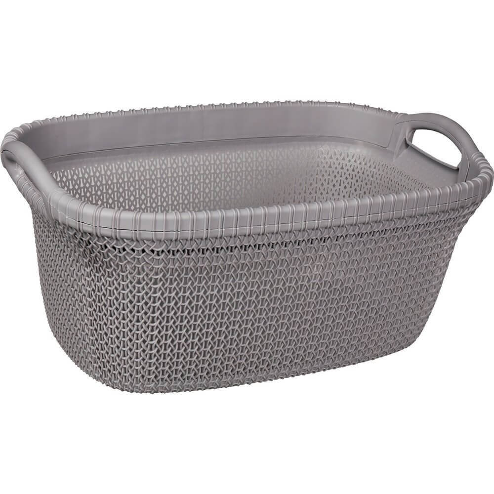 37L Knitted Laundry Basket Grey - LAUNDRY - Baskets and Trolleys - Soko and Co