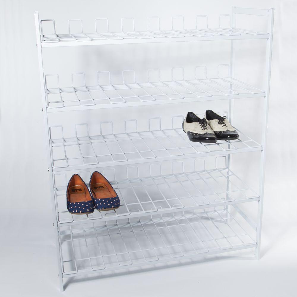 5 Tier Powder Coated Shoe Rack White - WARDROBE - Shoe Storage - Soko and Co