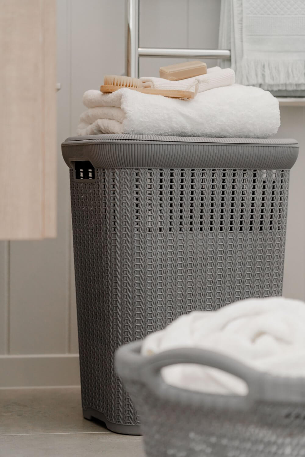 50L Knitted Laundry Hamper Grey - LAUNDRY - Hampers - Soko and Co