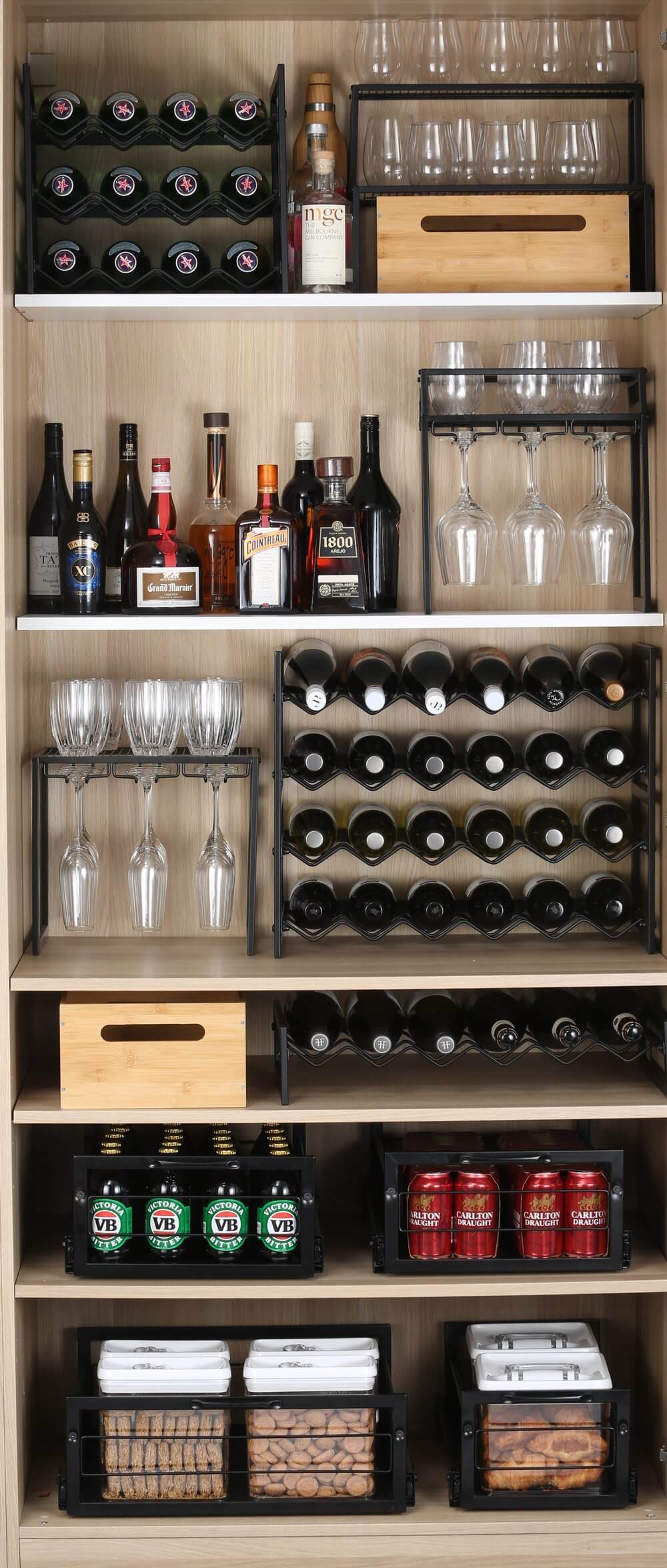 6 Bottle Wide Stackable Wine Rack Matte Black - WINE - Wine Racks - Soko and Co