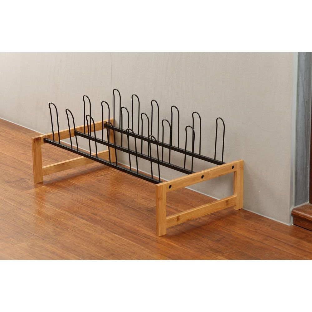 9 Pair Vertical Bamboo Shoe Rack Black - WARDROBE - Shoe Storage - Soko and Co