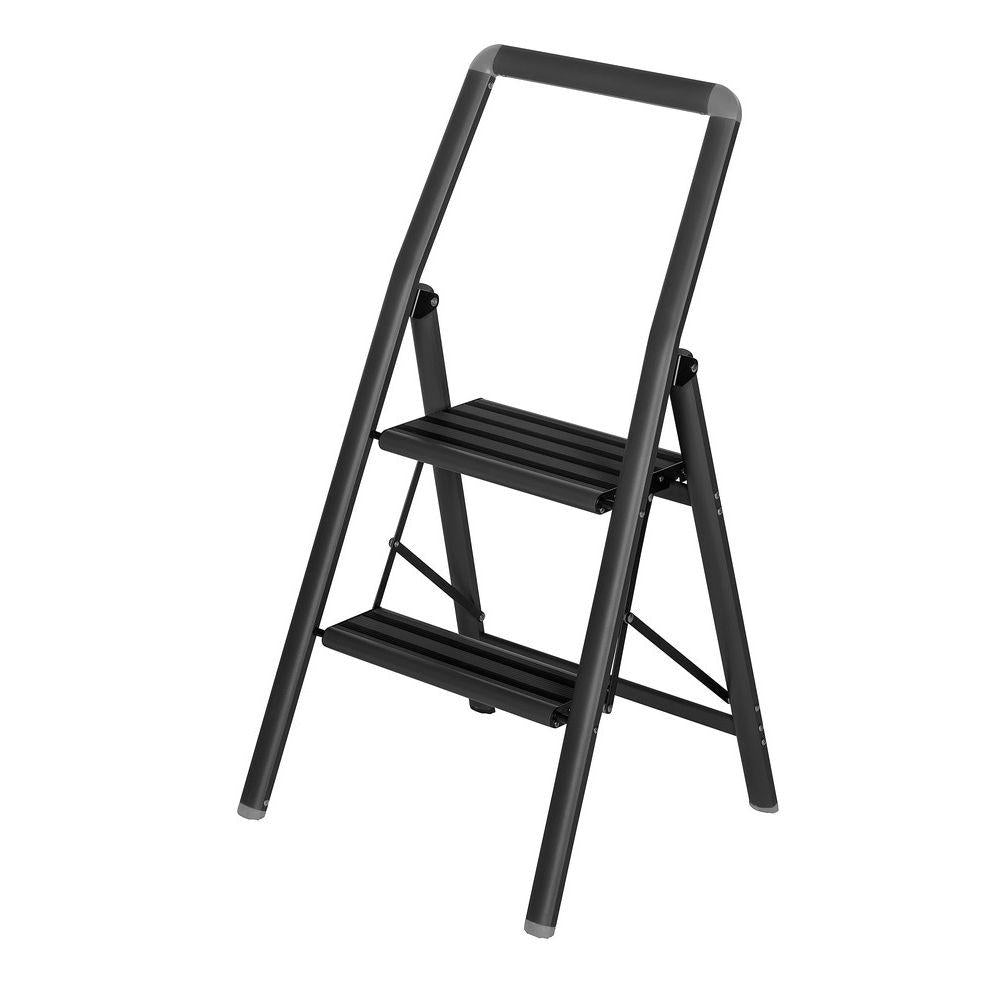 Alu Design 2 Step Compact Step Ladder Black - LAUNDRY - Ladders - Soko and Co