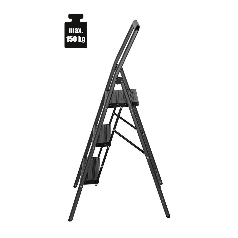 Alu Design 3 Step Compact Step Ladder Black - LAUNDRY - Ladders - Soko and Co