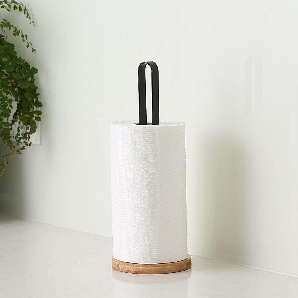 Black & Bamboo Paper Towel Holder - KITCHEN - Bench - Soko and Co