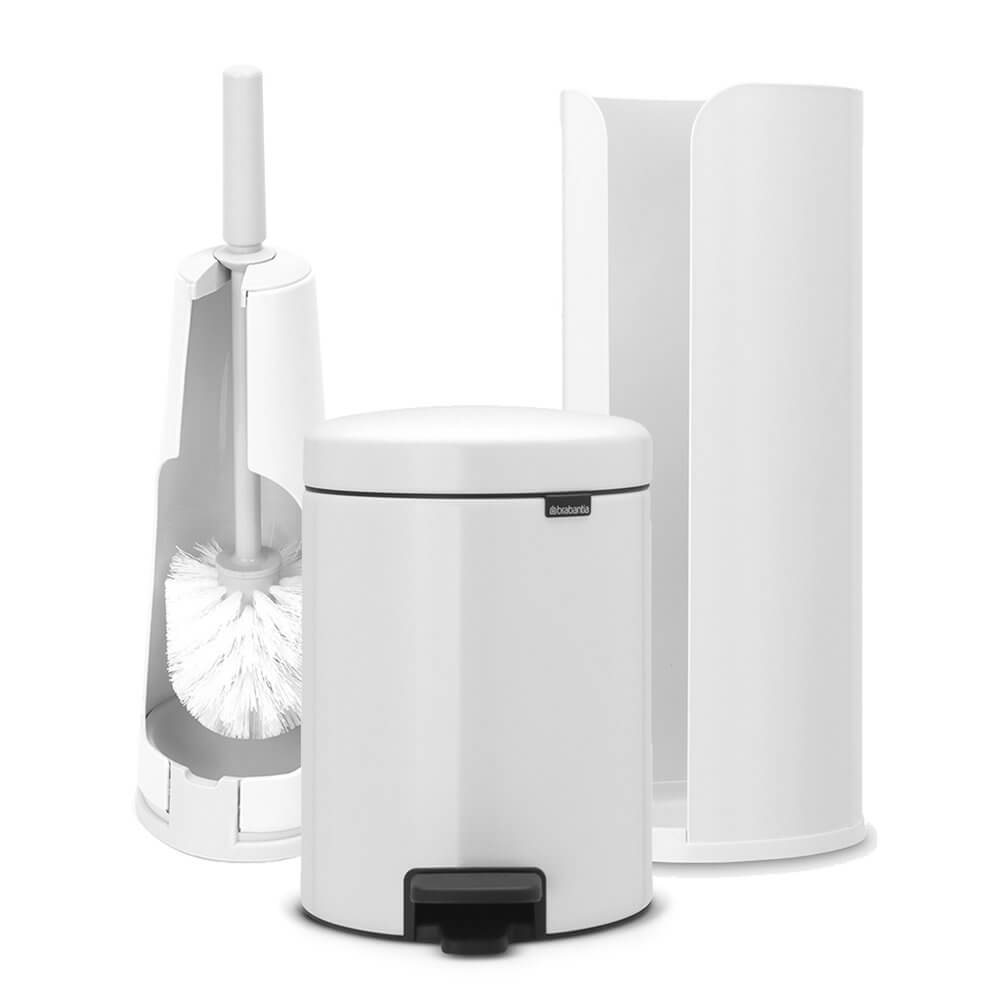 Brabantia 3 Piece Steel Bathroom Accessories Set White - BATHROOM - Bathroom Accessory Sets - Soko and Co