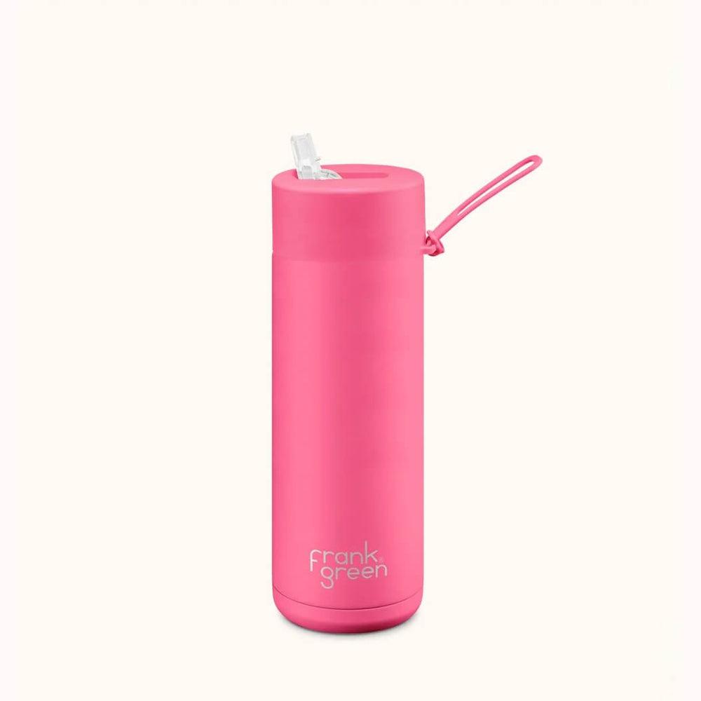 Frank Green 595ml Ceramic Water Bottle with Straw Neon Pink - LIFESTYLE - Water Bottles - Soko and Co