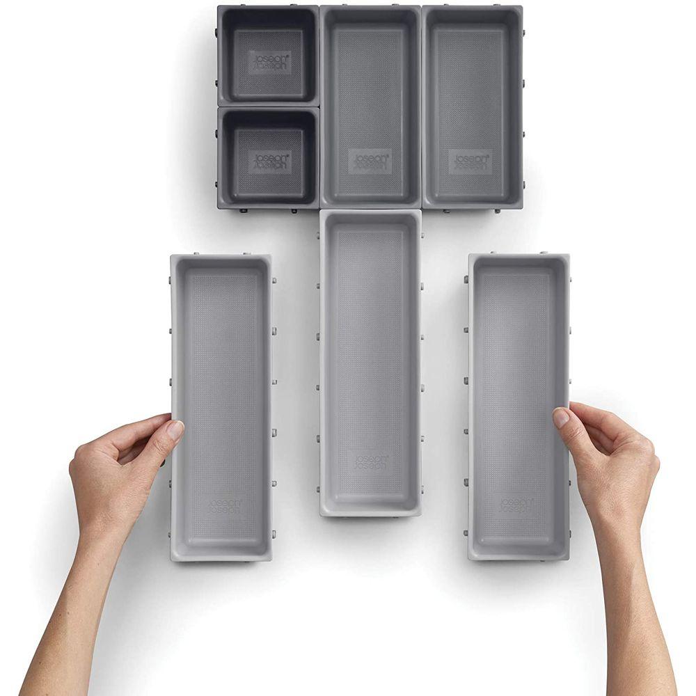 Joseph Joseph Blox 7 Piece Drawer Organiser Set Grey - KITCHEN - Cutlery Trays - Soko and Co