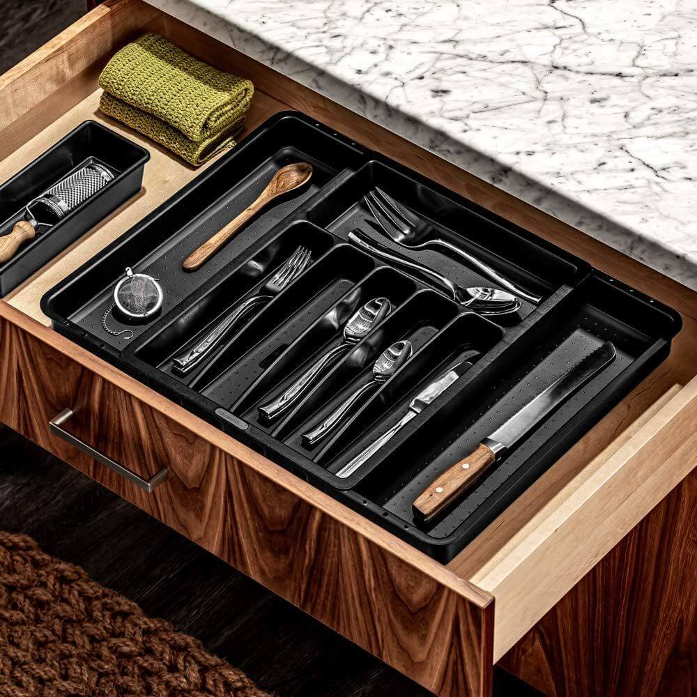 Madesmart 8 Compartment Expandable Grip Base Cutlery Tray Carbon - KITCHEN - Cutlery Trays - Soko and Co