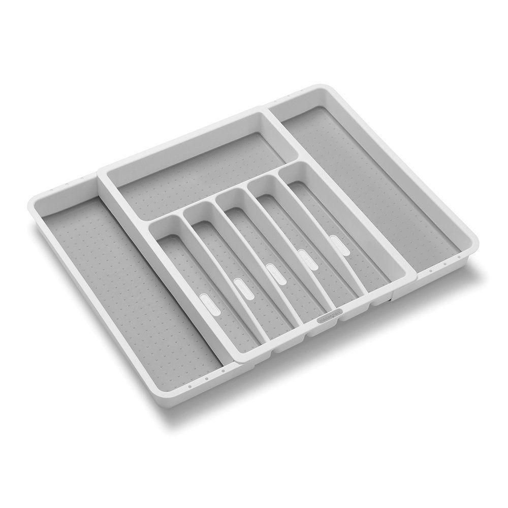 Madesmart 8 Compartment Expandable Grip Base Cutlery Tray White - KITCHEN - Cutlery Trays - Soko and Co