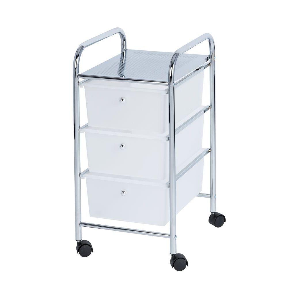 Messina 3 Drawer Storage Trolley Chrome - HOME STORAGE - Storage Trolleys - Soko and Co