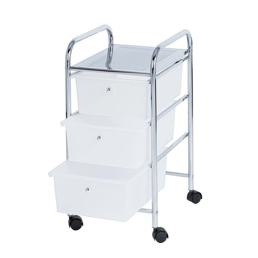 Messina 3 Drawer Storage Trolley Chrome - HOME STORAGE - Storage Trolleys - Soko and Co