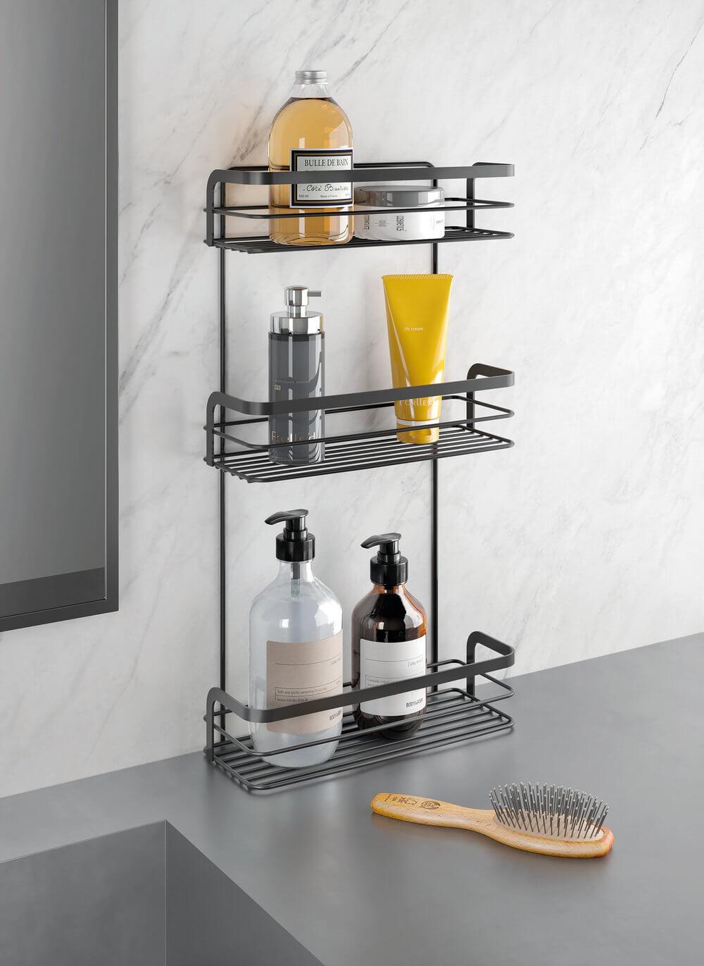 Origin 3 Tier Rectangular Shower Caddy & Shelf Matte Black - BATHROOM - Shower Caddies - Soko and Co