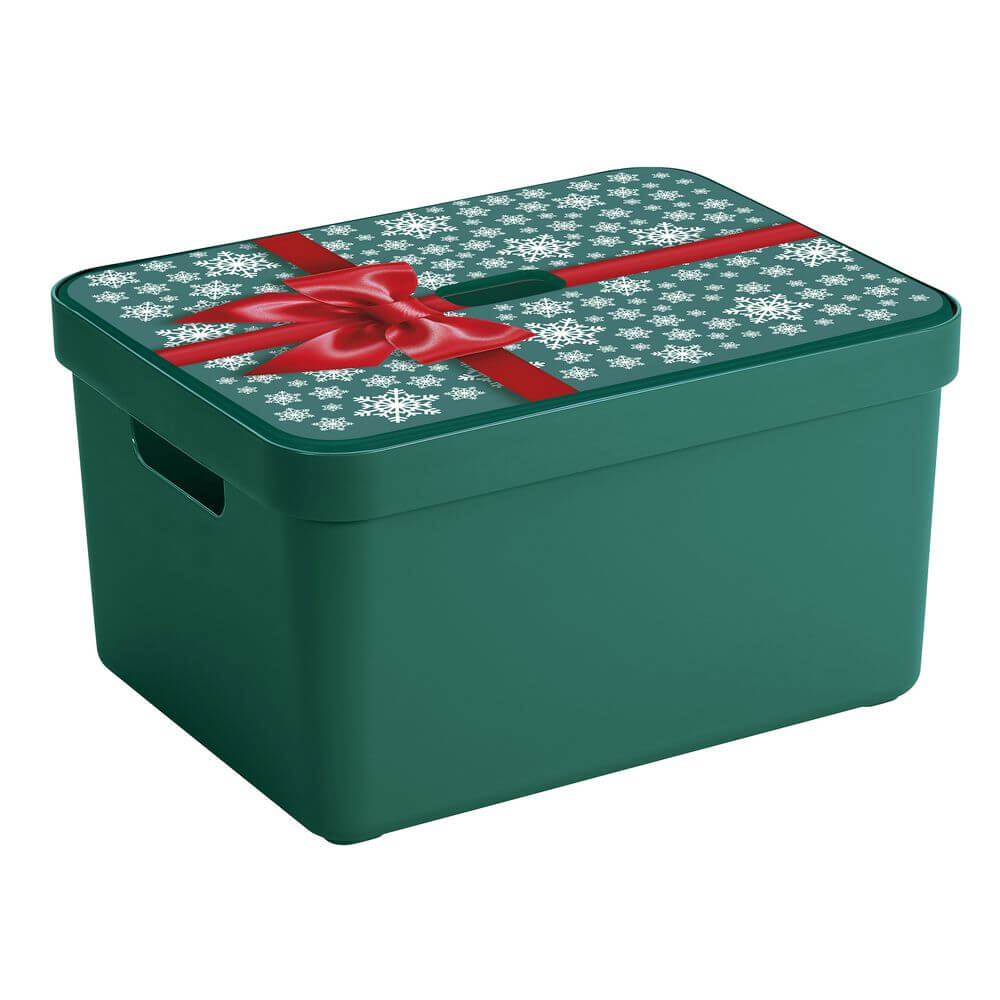 Sigma Home 32L Christmas Storage Box Green Ribbon - HOME STORAGE - Plastic Boxes - Soko and Co