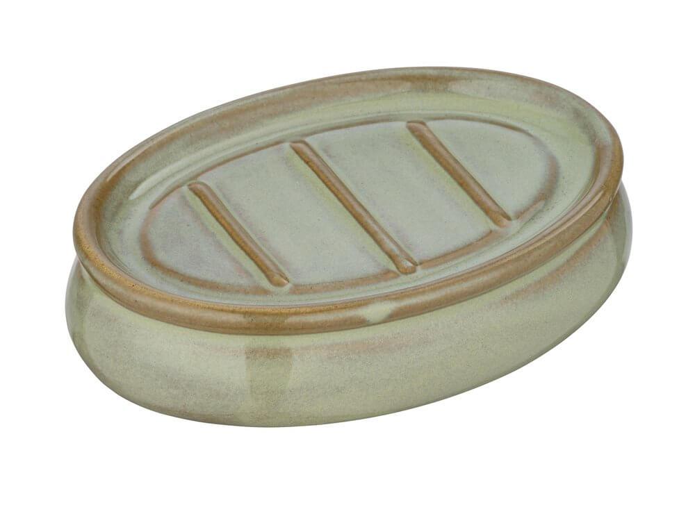 Sirmione Ceramic Soap Dish Reactive Green - BATHROOM - Soap Dispensers and Trays - Soko and Co