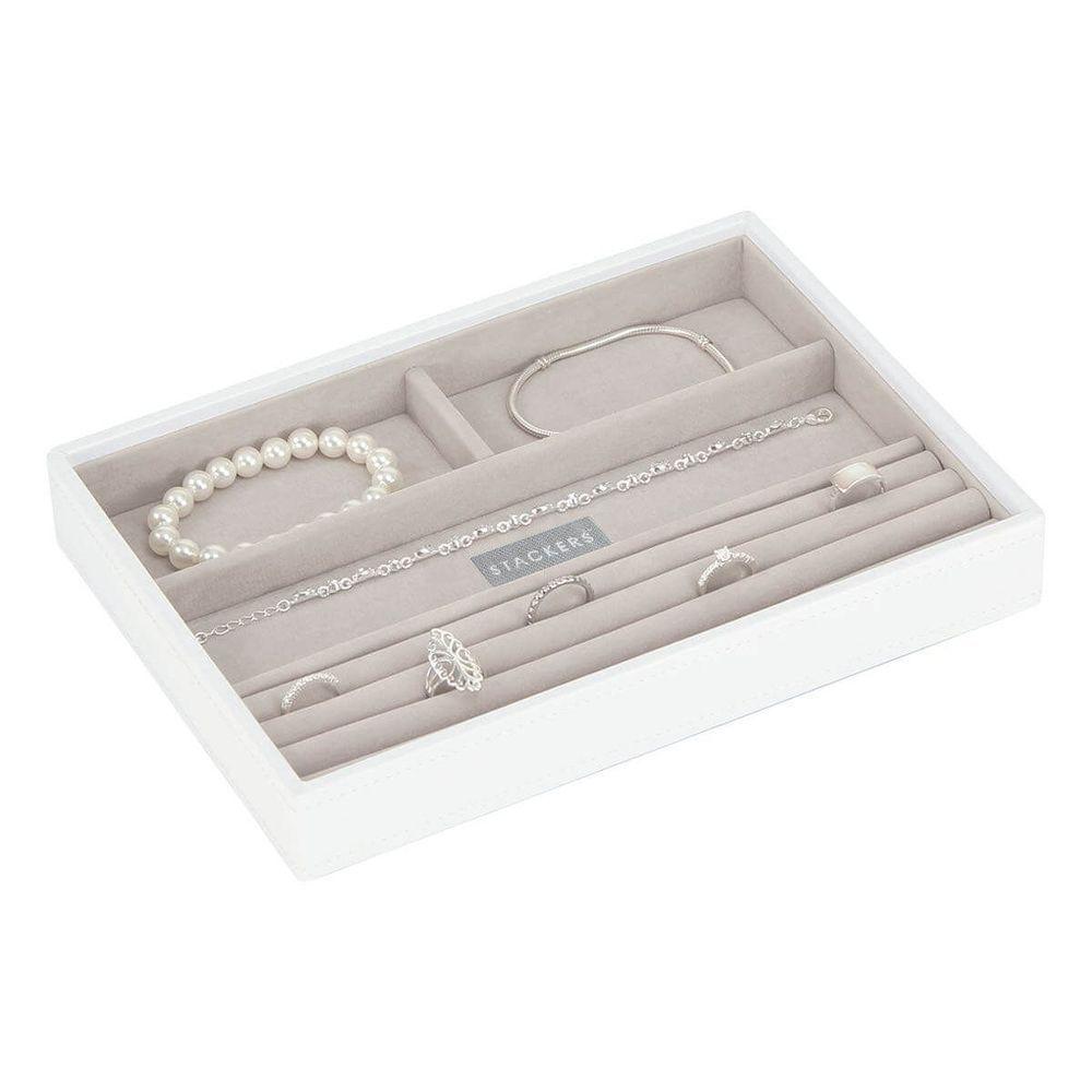 Stackers Classic 4 Compartment Jewellery Tray White - WARDROBE - Jewellery Storage - Soko and Co