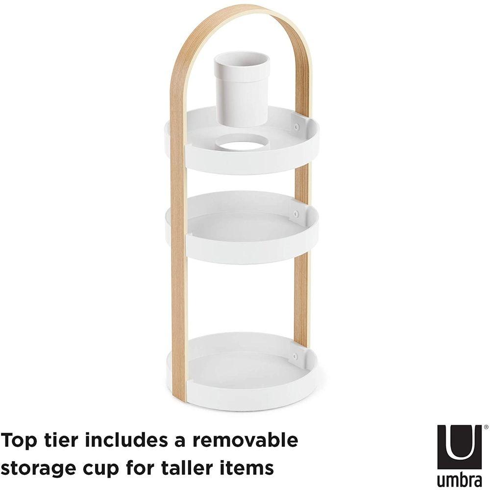 Umbra Bellwood 3 Tier Makeup Organiser Natural & White - BATHROOM - Makeup Storage - Soko and Co